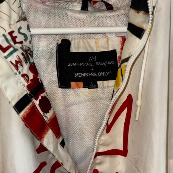 Jean-Michel Basquiat x Members Only Jacket Men L Red Windbreaker Shell - Picture 2 of 5
